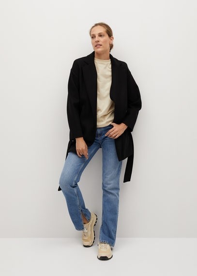 mango black belted coat