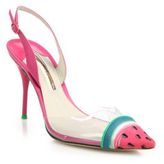 Thumbnail for your product : Webster Sophia Watermelon-Print Leather & Translucent Slingback Pumps