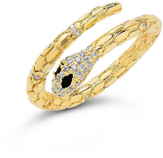 Sterling Forever 14K Yellow Goldplated Crystal Open Snake Ring