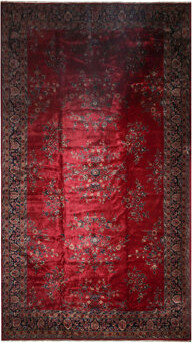 14'x24'11" Burgundy Vintage Saroukk Palace Hand Knotted Wool Area Rug