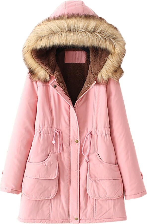 Pink Fur Hooded Coat