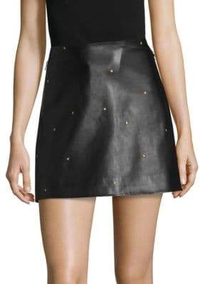 L'Agence Zippered Leather Star Skirt