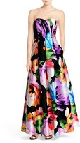Thumbnail for your product : Ellen Tracy Women's Floral Print Strapless Gown