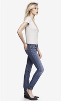 Thumbnail for your product : Express Medium Wash Low Rise Thick Stitch Skinny Jean
