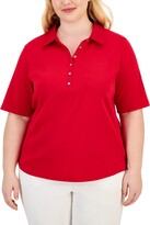Thumbnail for your product : Karen Scott Plus Size Cotton Polo-Collar Short-Sleeve Top, Created for Macy's