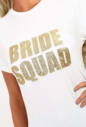 Pink Boutique Bride Squad White Slogan T-Shirt