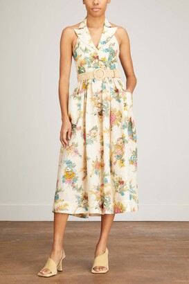 Zimmermann Clover Halter Shirt Dress in Honey Peony Floral - ShopStyle