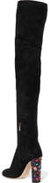 Thumbnail for your product : Jimmy Choo Mya 100 Embellished Stretch-suede Over-the-knee Boots - Black