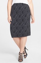 Thumbnail for your product : Vince Camuto Lace Print Midi Tube Skirt (Plus Size)