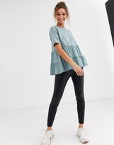 Thumbnail for your product : ASOS DESIGN tiered smock top with short sleeve
