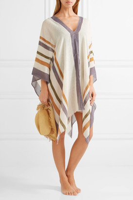 Eres Striped Cotton And Cashmere-blend Gauze Poncho - Off-white
