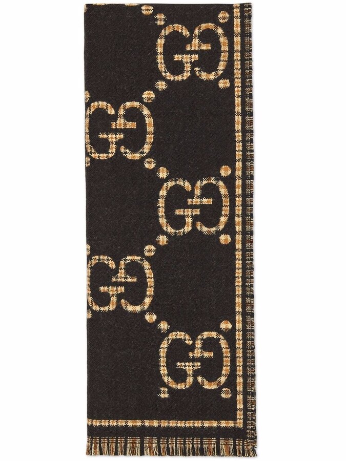 Black GG-jacquard silk pocket square, Gucci