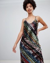 Thumbnail for your product : Stradivarius diagonal sequin cami dress in midi