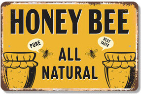 SignMission Honey Bee (2 Pack) 8 Inch x 12 Inch Plastic Sign
