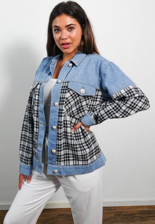 plaid denim jacket womens
