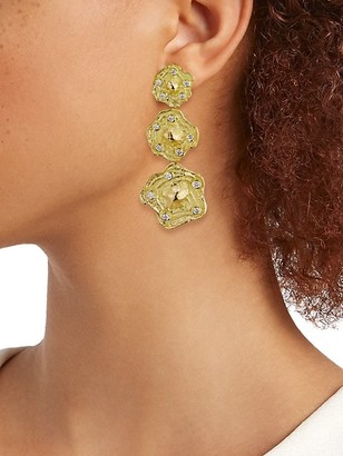 Katy Briscoe Wave 18K Yellow Gold & Diamond Triple-Drop Clip-On Earrings