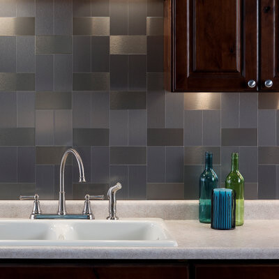 Aspect Peel and Stick 3in x 6in Long Grain Metal Tile 15 Sq Ft Kit