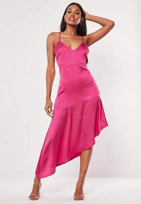 Missguided Satin Cami Asymmetric Midi Dress