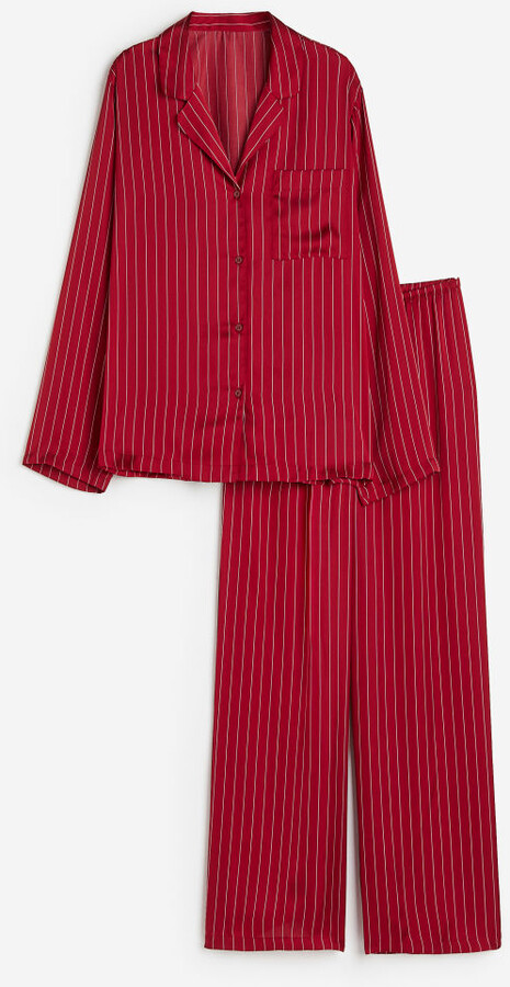 MCM Pajamas Red Cubic Monogram Print Silk Satin Size Small Shirt & Pan –  Celebrity Owned
