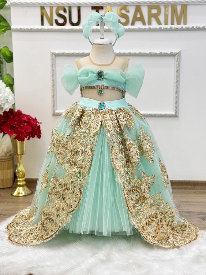 Aladdin Jasmine Dress. Princess Kids Party Birthday 1st Birthday Girl Outfit. Handmade