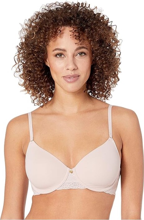 Natori Bliss Perfection Contour Underwire 721154 Women's Bra Rose Beige : 32B, Jersey/Lace/Nylon