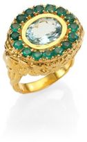 Thumbnail for your product : Jade Jagger Aquamarine & Emerald Skull Cocktail Ring