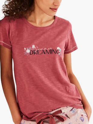Fat Face FatFace Summer Dreaming Graphic Top, Rose Pink