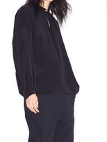Thumbnail for your product : Raey Gathered Balloon-sleeved Silk Crepe De Chine Top - Black