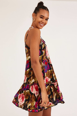 Urban Outfitters Hanna Rayon Scallop Babydoll Mini Dress