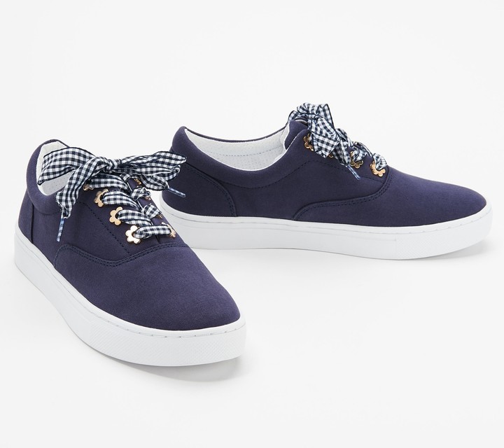 navy gingham shoes