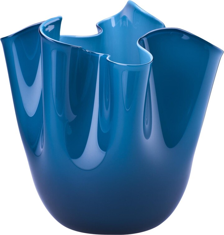Venini Fazzoletto Opalino Medium Vase In Horizon Murano Glass