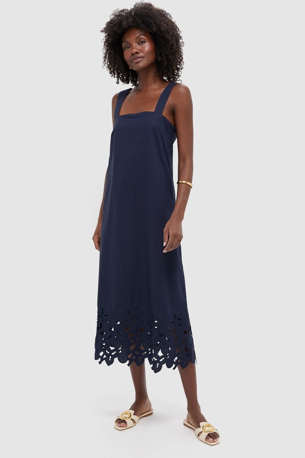 Navy Cotton Eyelet Dress ShopStyle
