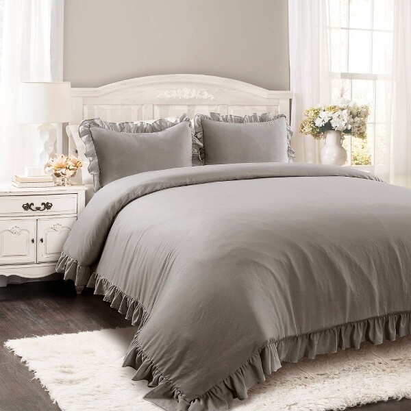Lush Decor 3pc Reyna Comforter Set Microfiber, Ruffled, OEKO-TEX Certified
