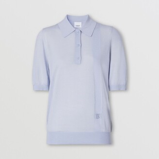 Burberry Monogram Motif Wool Silk Cashmere Polo Shirt