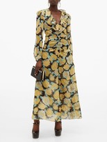 Thumbnail for your product : Miu Miu Rose-print Crystal-embellished Georgette Dress - Black Multi