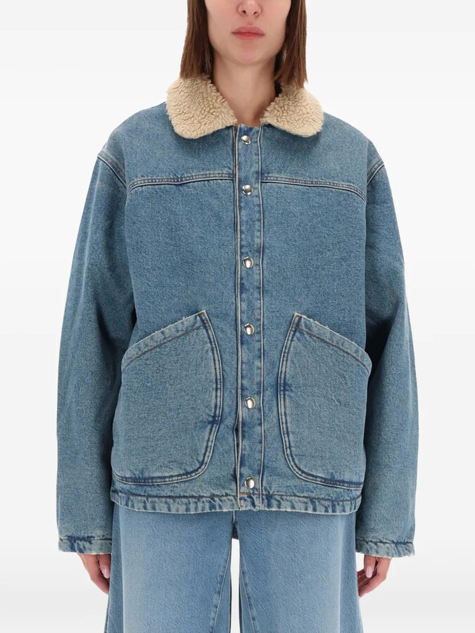 AMISH Textured-Collar Button Jacket