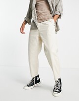 Thumbnail for your product : Topman pleat front taper jeans in ecru