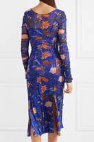 Thumbnail for your product : Diane von Furstenberg Canton Ruched Floral-print Mesh And Satin Dress - Indigo