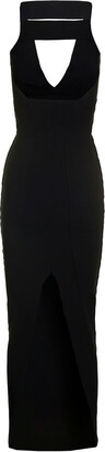Rick Owens Maxi Black Dress with Cut-Out in Viscose Blend Woman