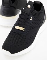 Thumbnail for your product : Miss KG kallie plain flyknit lace-up trainers in black