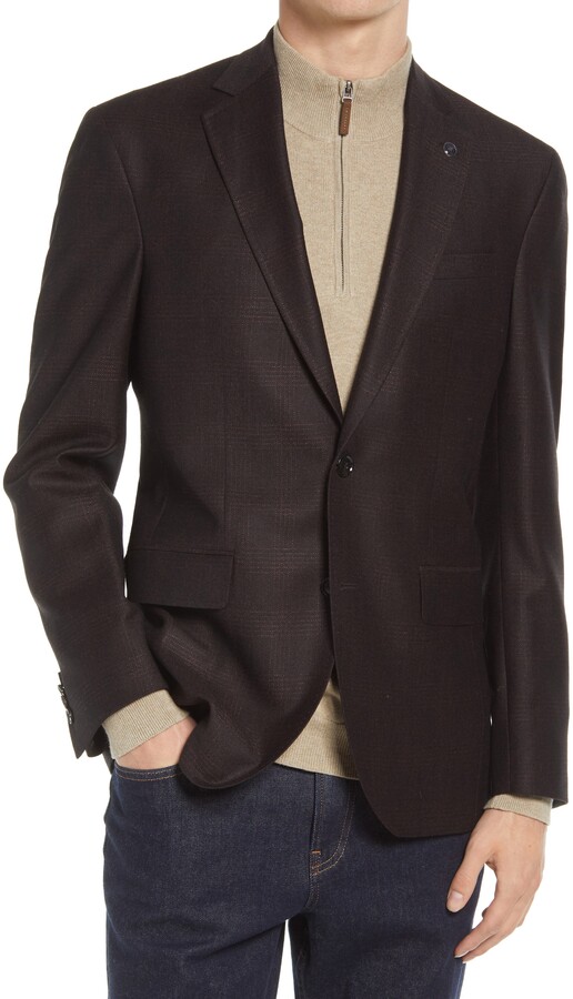 FTIMILD Mens Plaid Suit Jacket Classic Oxford Blazers Slim Fit Formal Dinner Coat one Button Regular Fit Blue