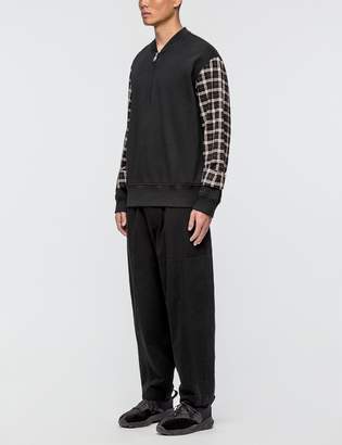 3.1 Phillip Lim Henley Sweatshirt with Flannel Over Sleeve