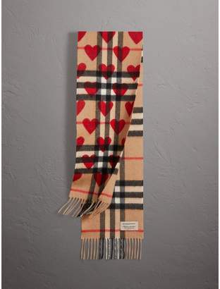 Burberry The Mini Classic Check Cashmere Scarf with Hearts