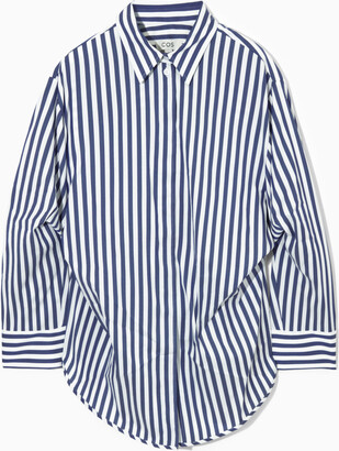 COS Oversized Waisted Striped Shirt - ShopStyle Tops