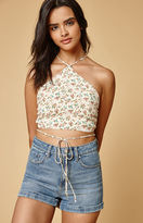 Thumbnail for your product : Honey Punch Floral Diamond Neck Crop Top