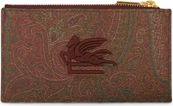 Etro Logo-Embroidered Jacquard Leather Wallet
