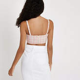Thumbnail for your product : River Island Pink check bralet crop top