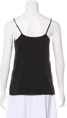 Vince Leather-Trimmed Sleeveless Top