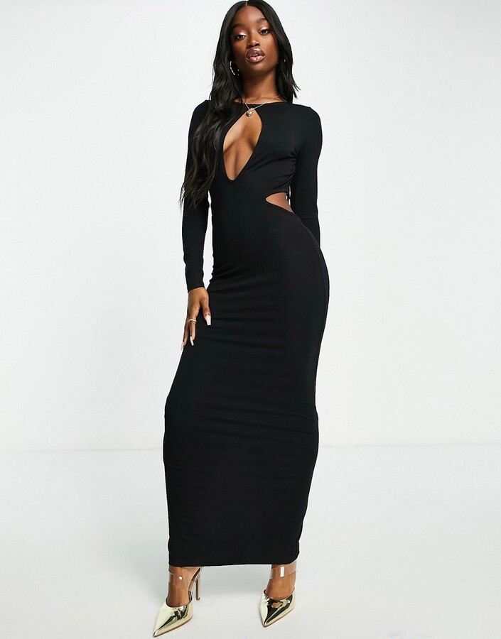 ASOS DESIGN open back strappy detail maxi dress in black - ShopStyle