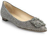 Thumbnail for your product : Manolo Blahnik Embellished Fabric Hangisi Flats